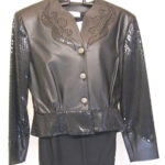 fitted waist faux leather jacket